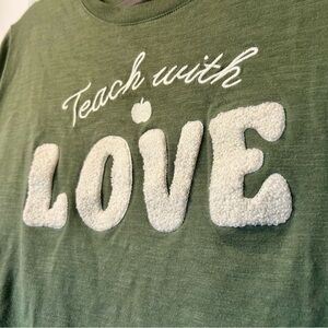 Teach With Love Olive Green Graphic Tee